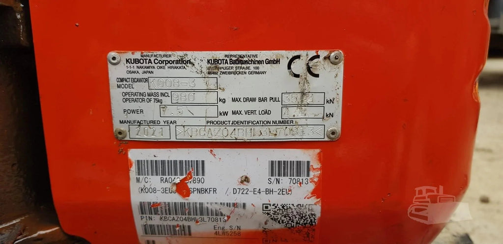 Mini-pelle Kubota K008-3 – 0,98 t – avec 3 godets - AGRIVITI MATERIEL AGRICOLE