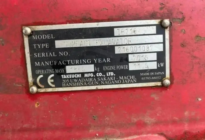 Mini-pelle Takeuchi TB216 – 2015 -Occasion - AGRIVITI MATERIEL AGRICOLE