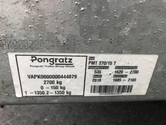 Remorque porte-voiture Pongratz PAF 2715 – 2,7T – double essieu – occasion - AGRIVITI MATERIEL AGRICOLE